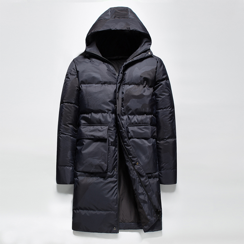 Hooded overcoats mens long puffer jackets