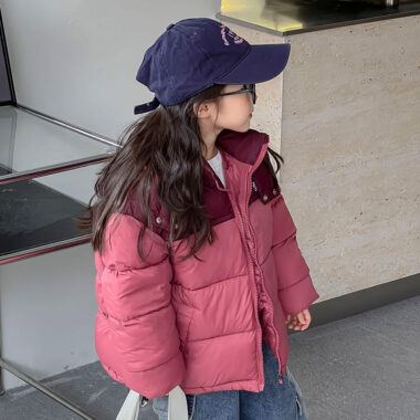 Hooded splicing kids puffer jackets manufacturer