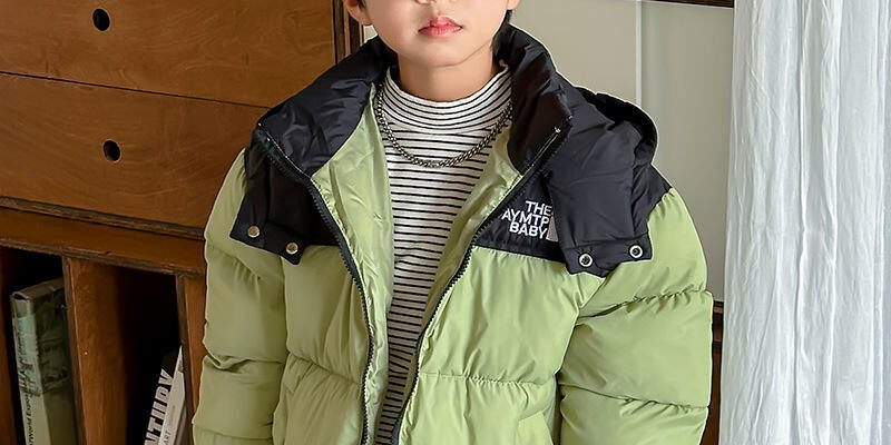 Hooded splicing kids puffer jackets manufacturer