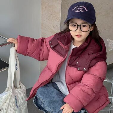 Hooded splicing kids puffer jackets manufacturer