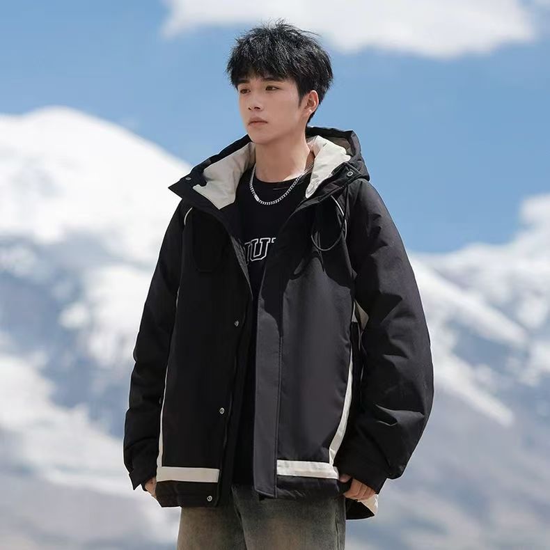 Hooded thick trendy men’s puffer jackets bulk