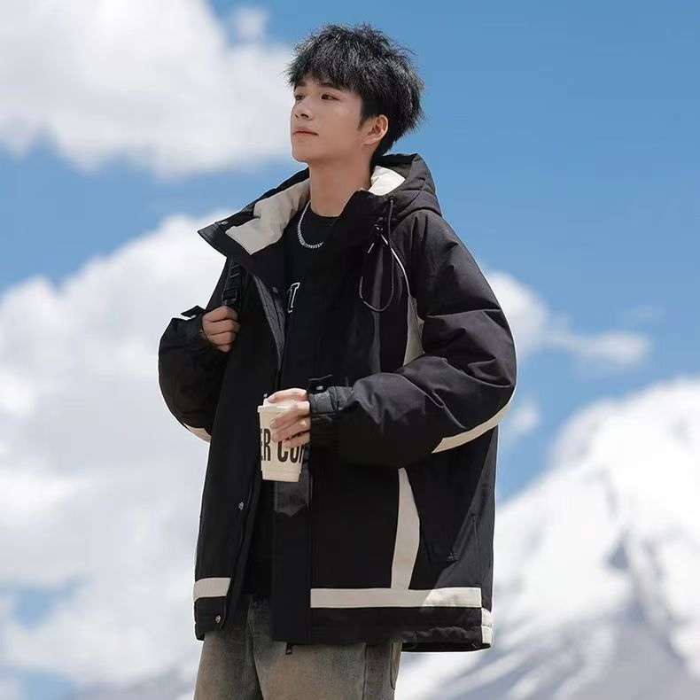 Hooded thick trendy men’s puffer jackets bulk