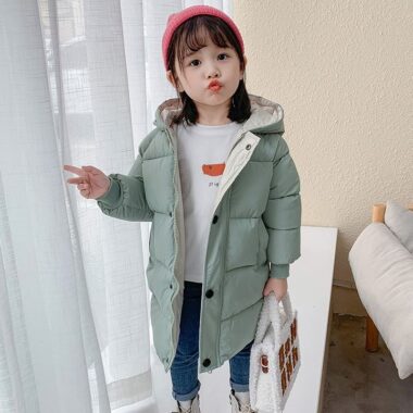 Warm mid-long thickened kids puffer jackets