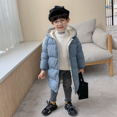 Warm mid-long thickened kids puffer jackets