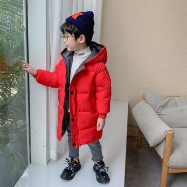 Warm mid-long thickened kids puffer jackets