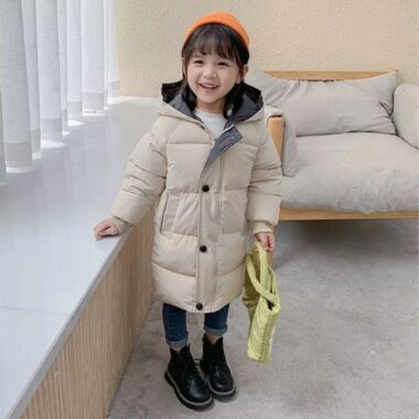 Warm mid-long thickened kids puffer jackets
