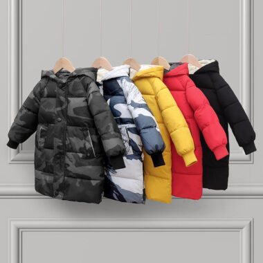 Warm mid-long thickened kids puffer jackets