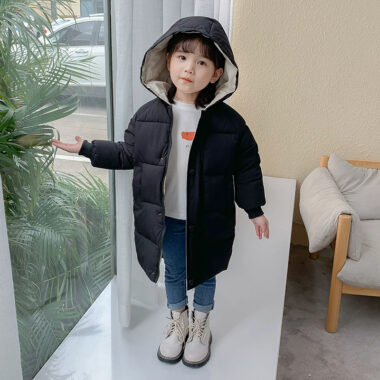 Warm mid-long thickened kids puffer jackets