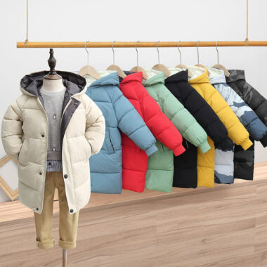 Warm mid-long thickened kids puffer jackets