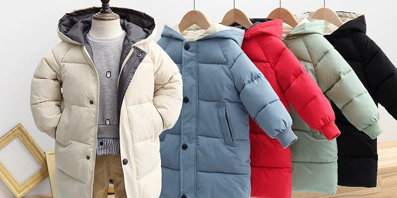 Warm mid-long thickened kids puffer jackets