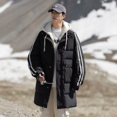 Loose mid-length men’s puffer jackets wholesale