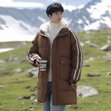 Loose mid-length men’s puffer jackets wholesale