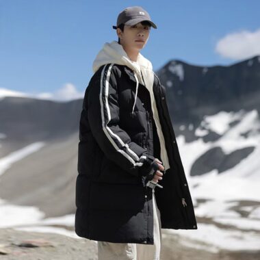 Loose mid-length men’s puffer jackets wholesale