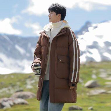 Loose mid-length men’s puffer jackets wholesale