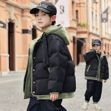 Layered boys winter kids puffer jackets supplier