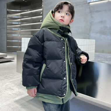 Layered boys winter kids puffer jackets supplier