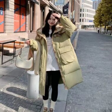 Plus size thick mid-length women’s puffer jackets bulk