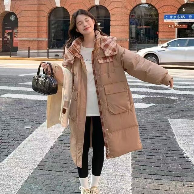 Plus size thick mid-length women’s puffer jackets bulk