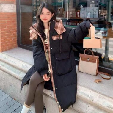 Plus size thick mid-length women’s puffer jackets bulk
