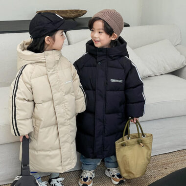 Fashion mid-long thickened kids puffer jackets