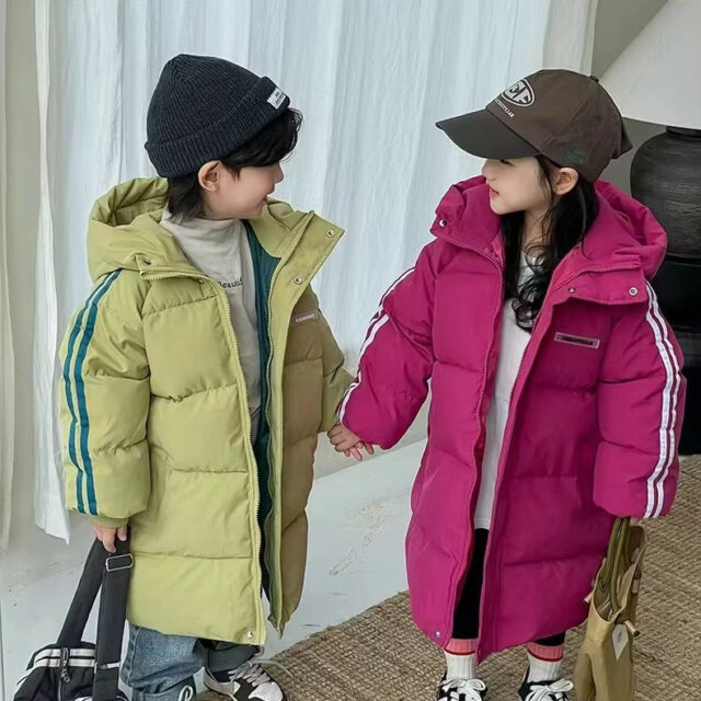 Fashion mid-long thickened kids puffer jackets