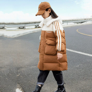 Long Korean loose kids puffer jackets wholesale