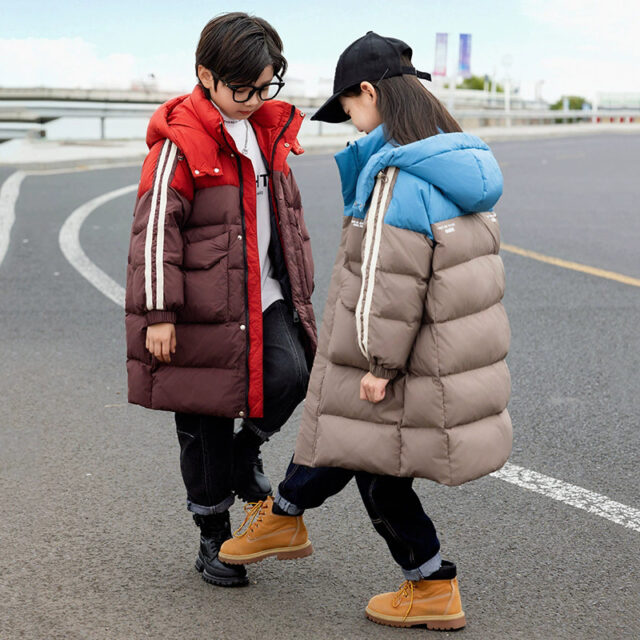 Long Korean loose kids puffer jackets wholesale