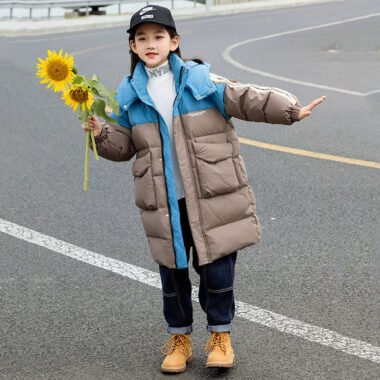 Long Korean loose kids puffer jackets wholesale