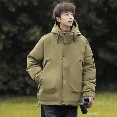 Outdoor thick warm men’s puffer jackets factory
