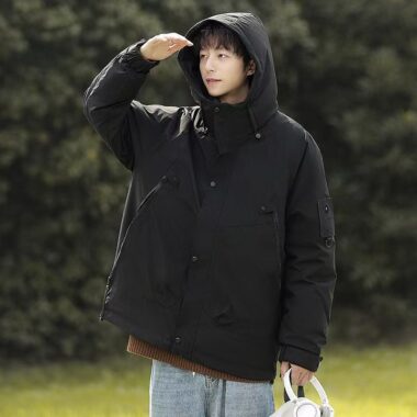 Outdoor thick warm men’s puffer jackets factory