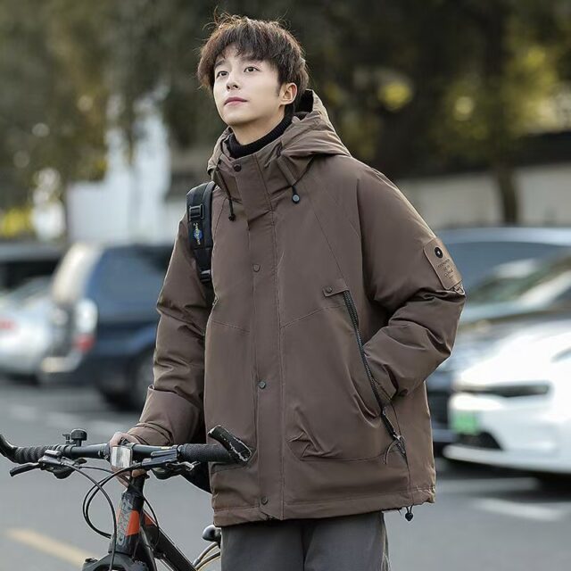 Outdoor thick warm men’s puffer jackets factory