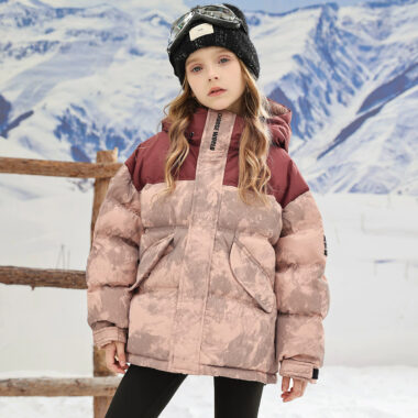 Color-block thickened kids puffer jackets factory