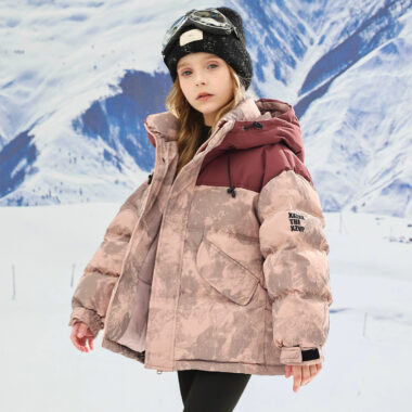 Color-block thickened kids puffer jackets factory