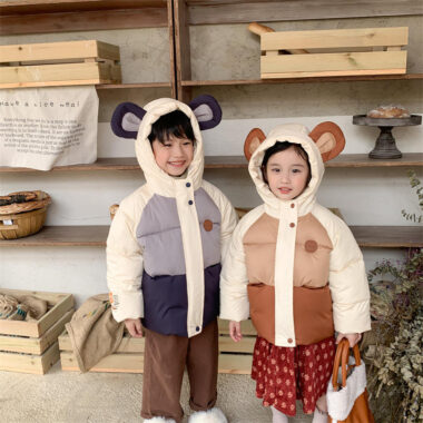 Hooded windproof winter kids puffer jackets factory