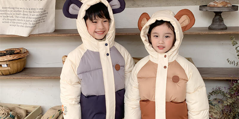 Hooded windproof winter kids puffer jackets factory