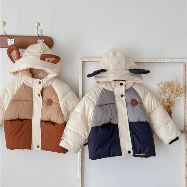 Hooded windproof winter kids puffer jackets factory