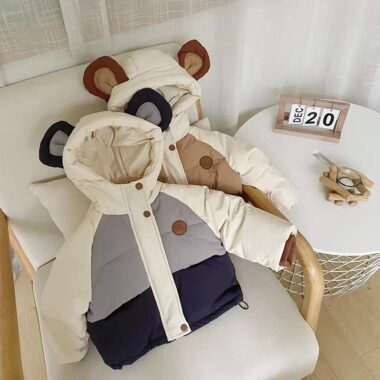 Hooded windproof winter kids puffer jackets factory
