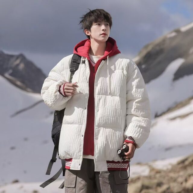 Outdoor windproof custom men’s puffer jackets winter