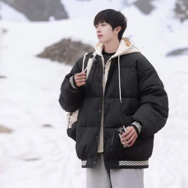 Outdoor windproof custom men’s puffer jackets winter