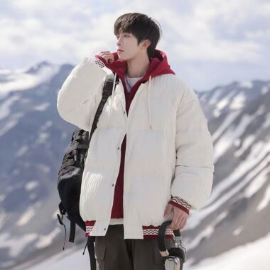 Outdoor windproof custom men’s puffer jackets winter