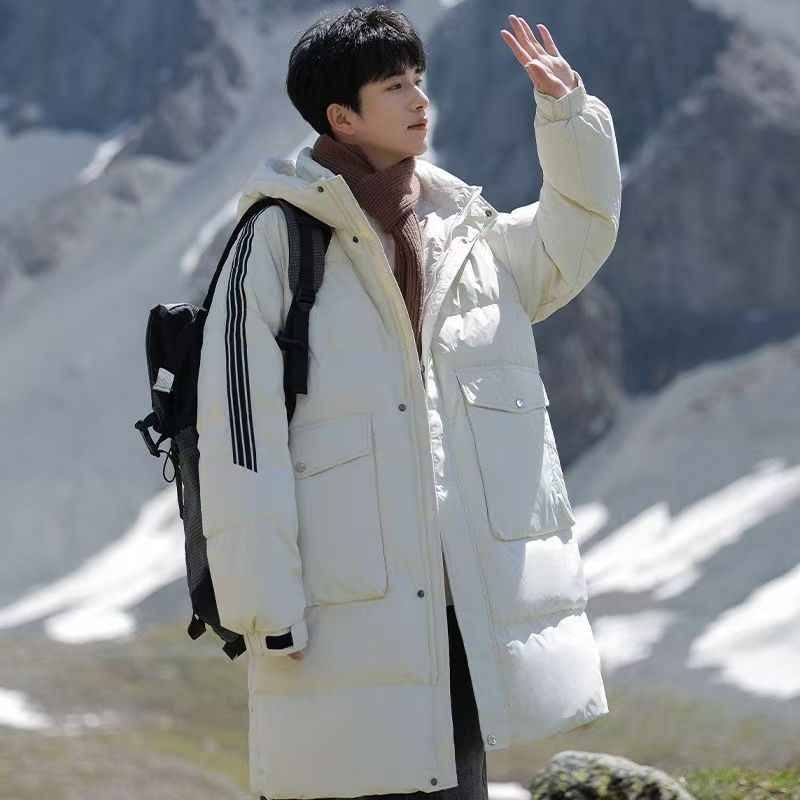 Mid-length thick men’s puffer jackets custom design