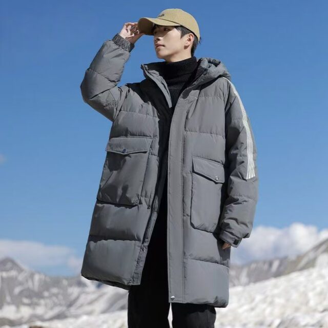 Mid-length thick men’s puffer jackets custom design