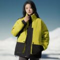 Colorblock stand collar outdoor women’s puffer jackets supplier