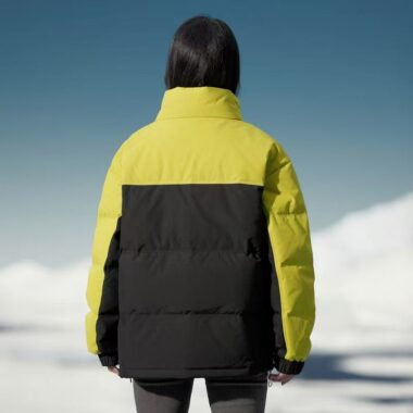Colorblock stand collar outdoor women’s puffer jackets supplier