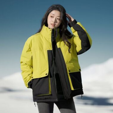 Colorblock stand collar outdoor women’s puffer jackets supplier