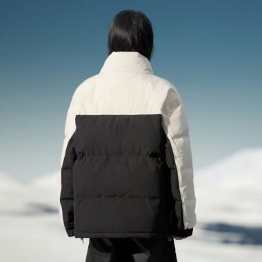 Colorblock stand collar outdoor women’s puffer jackets supplier