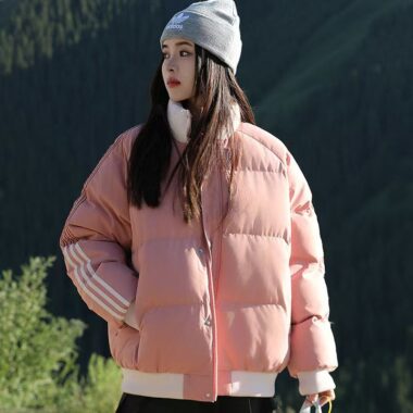 Loose stand collar women’s puffer jackets bulk supply
