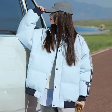 Loose stand collar women’s puffer jackets bulk supply