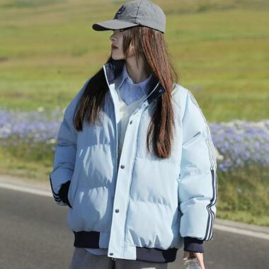 Loose stand collar women’s puffer jackets bulk supply