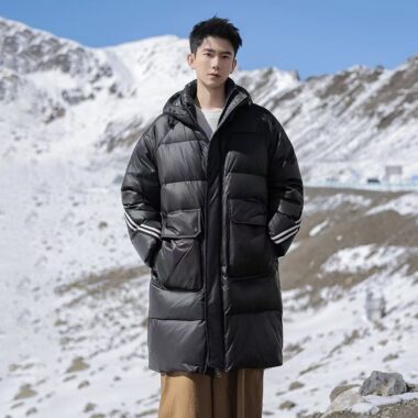 American stripe mid-length warm men puffer jackets